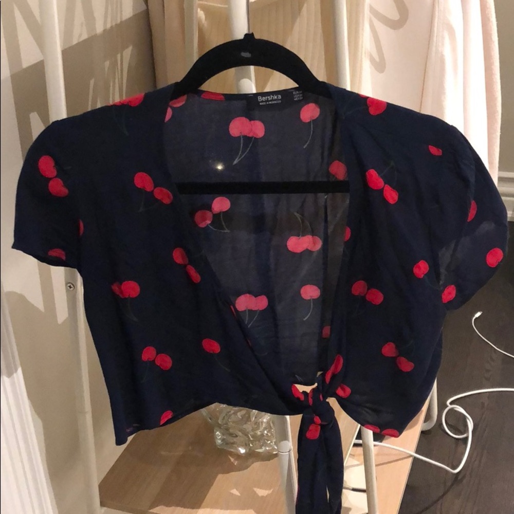 Bershka Cherry Tie Top
